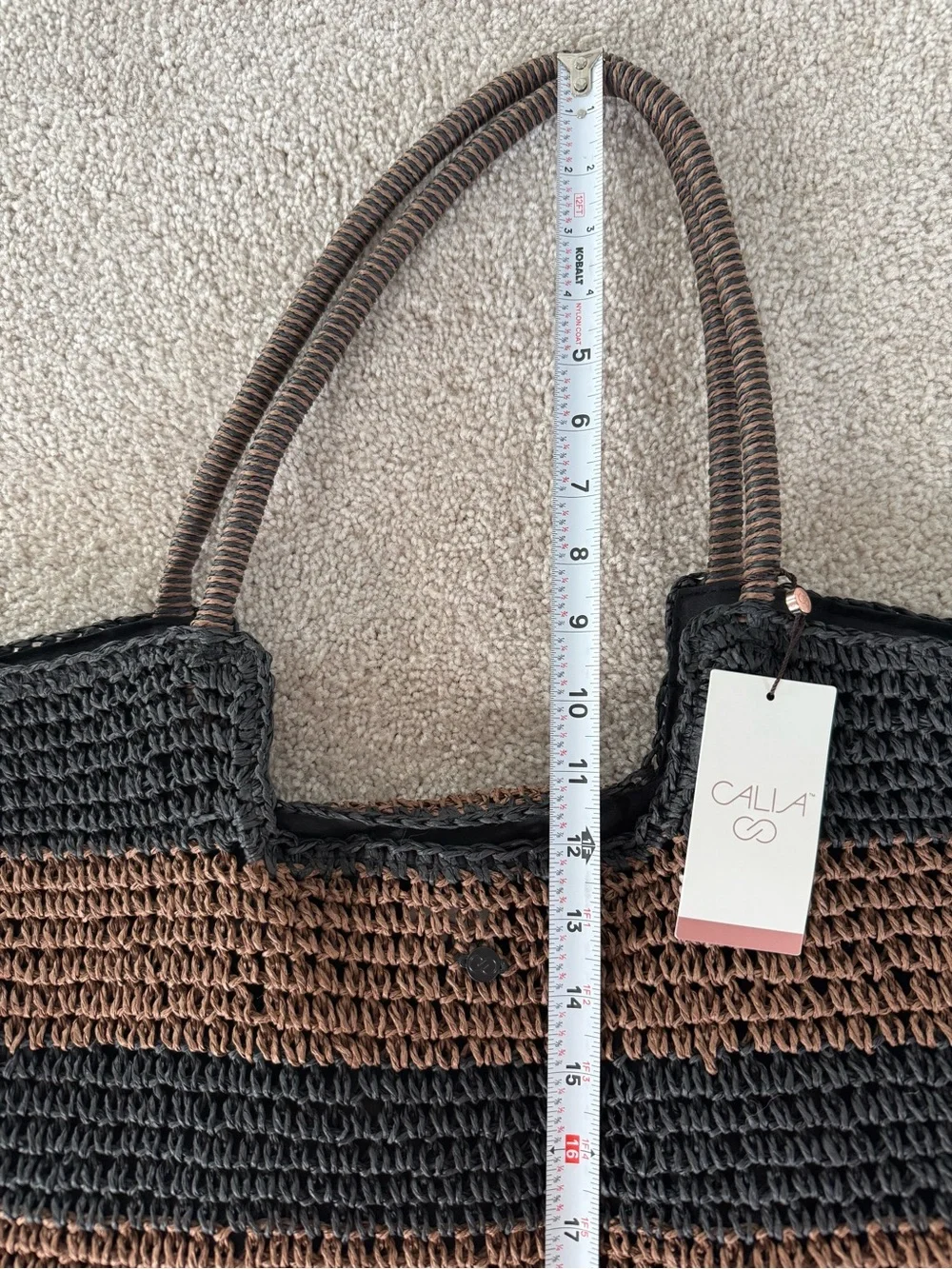 Calla Brown & Black Striped Crochet Tote